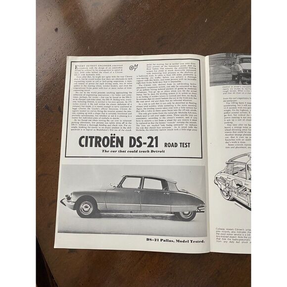 Vintage 1966 Citroen DS-21 Pallas Road Test Automobile Dealer Sales Brochure - Picture 2 of 4